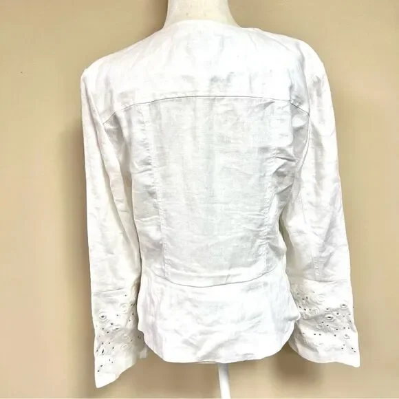 INC white linen embellished jacket. Size M - Picture 5 of 8